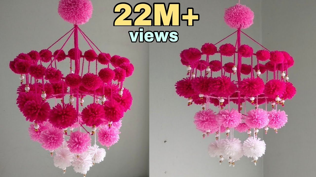 DIY Woolen Jhumar/Wool Chandelier/Wool Wind Chime/craft idea out of wool