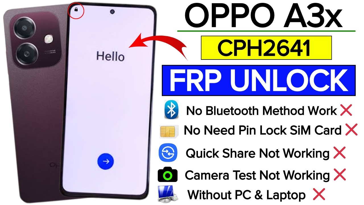 OPPO A3x Frp Bypass Quick Share Not Working | OPPO A3x Cph2641 Google Account Remove Without Pc