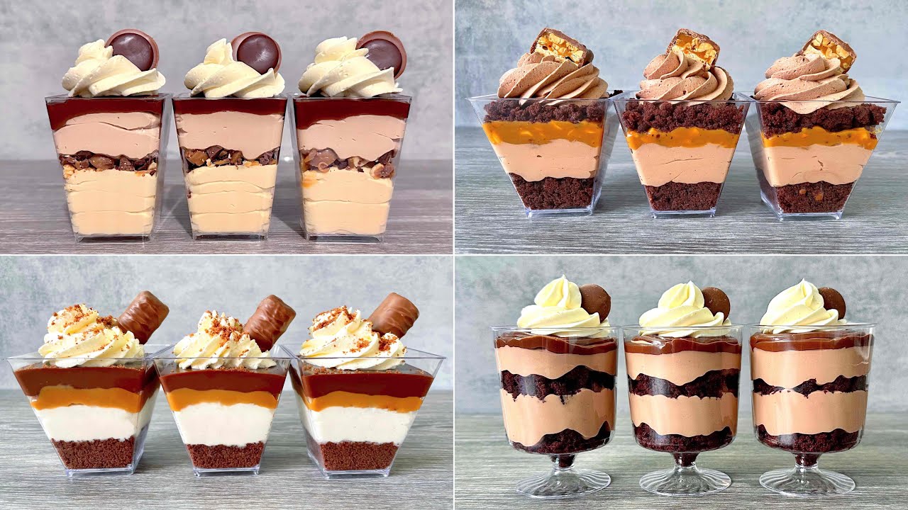 Десертные стаканчики Toffifee, Snickers, Twix и Nutella. 4 простых рецепта десерта без выпечки.