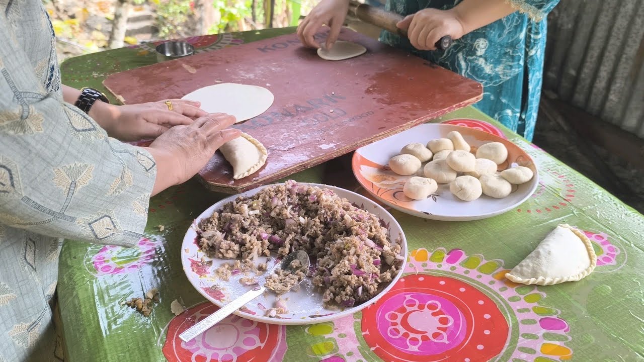 Chicken fale making & roasting. 