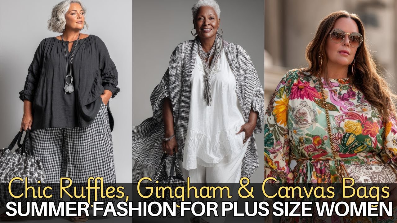 2025 Summer Fashion for Plus Size Women Over 50 – Chic Ruffles, Gingham & Canvas Bags
