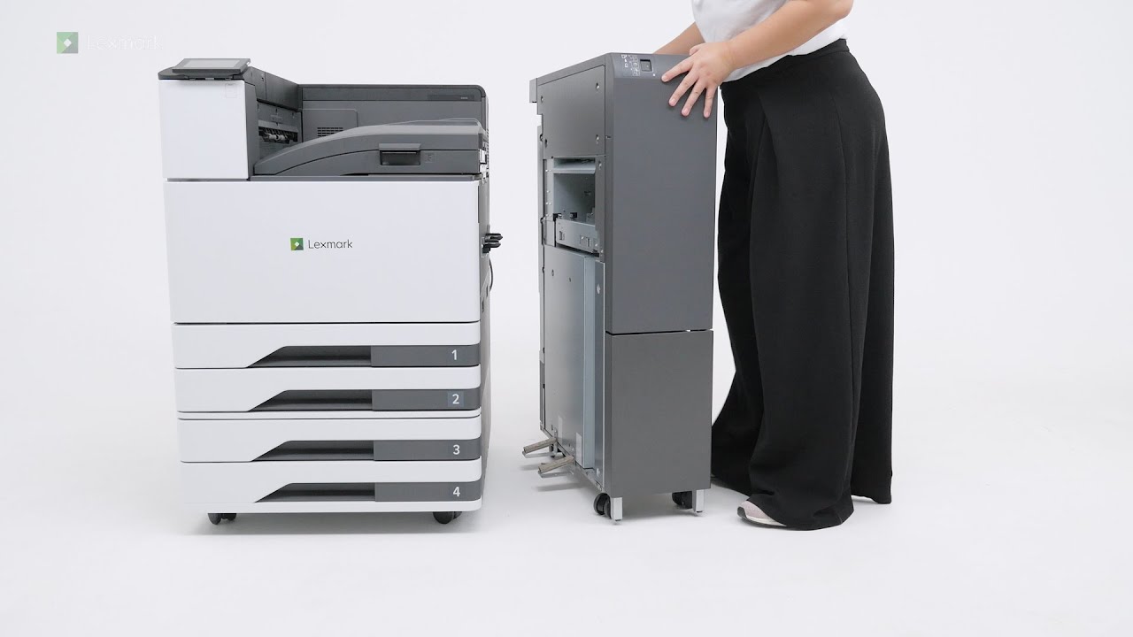 CS943/CX942/CX943/CX944/XC9445/XC9455/XC9465&mdash;Installing the trifold/z-fold finisher