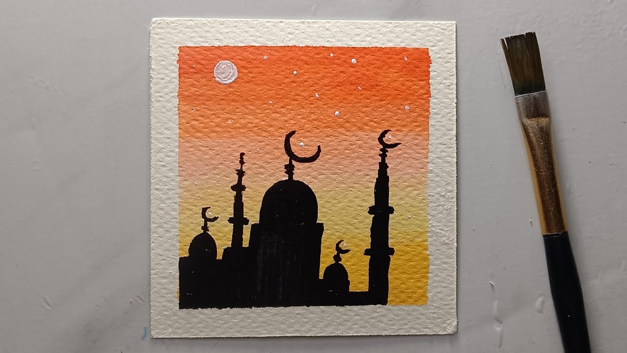 Simple Mosque Painting | This Sunset Mosque Painting Is Pure Serenity | Oddly Satisfying Art✨
