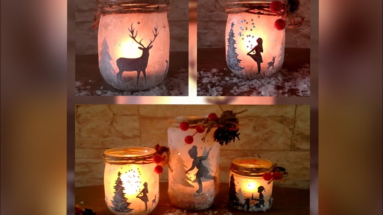 DIY Frostige Windlichter basteln aus Einmachgläser, Gläser mit Frosteffekt, Weihnachtsdeko Upcycling