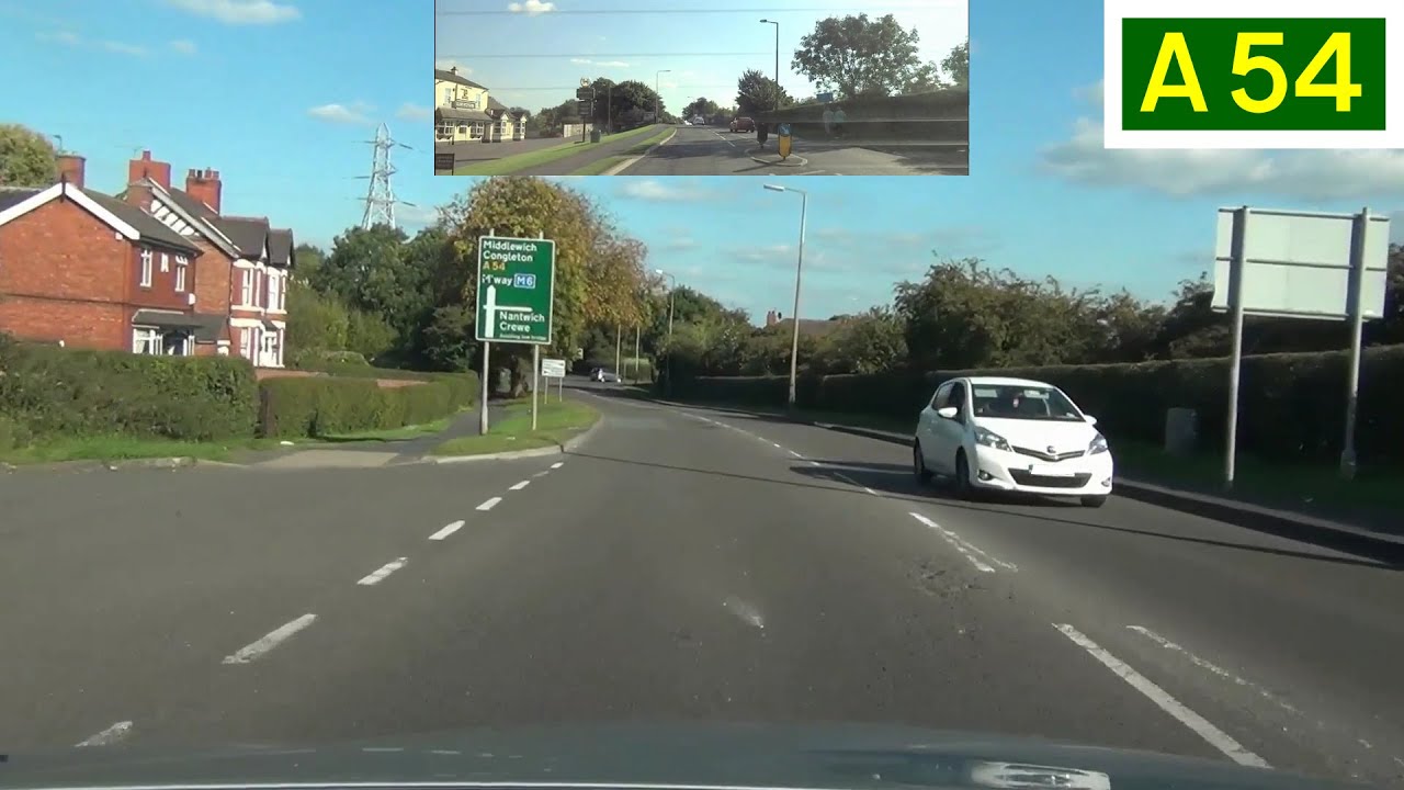 A54 - Winsford to Middlewich (Part 1) - Front View with Rearview Mirror