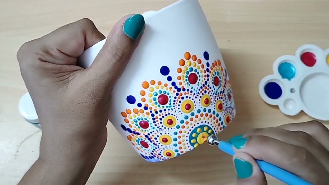 How To Make Dot Mandala Painting On Planter | Beautiful Garden Decoration idea | DIY Home Decor Idea