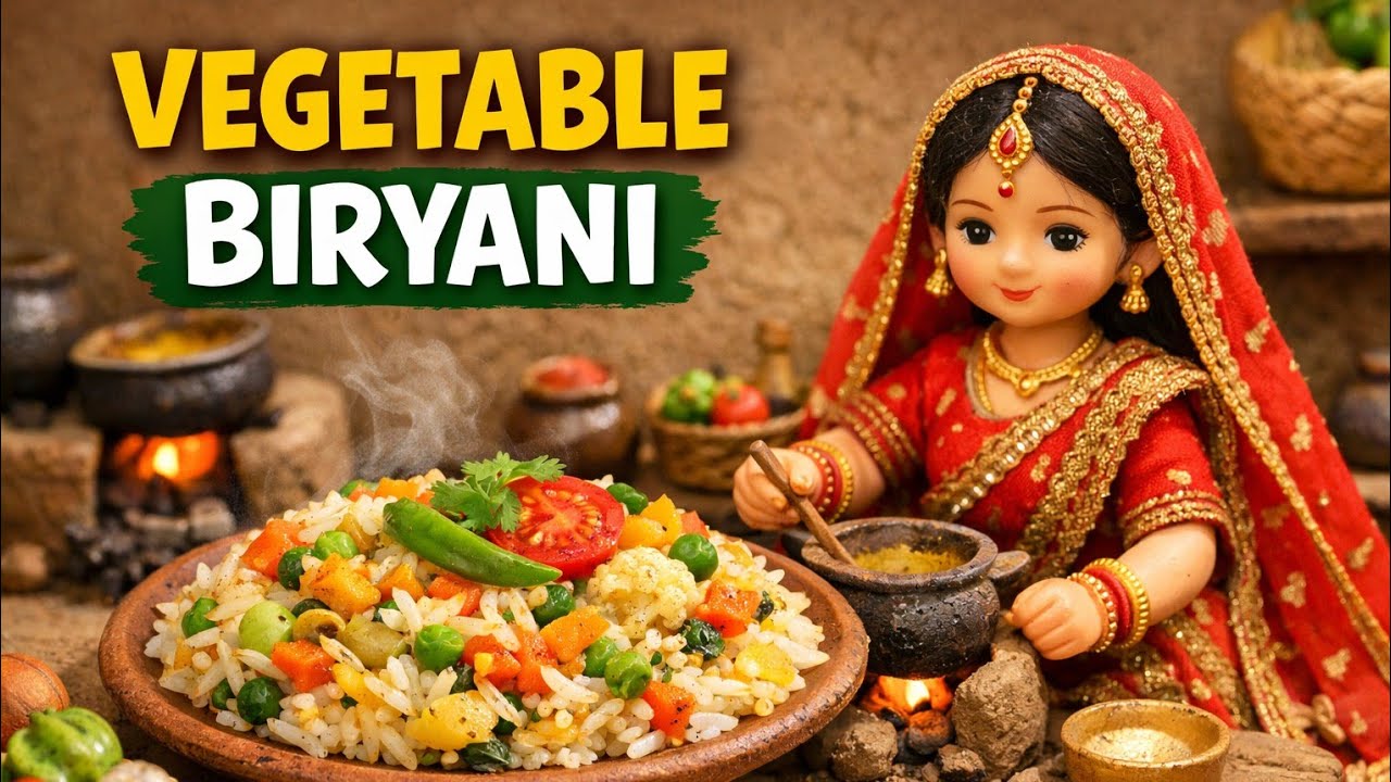 Miniature Doll Vegetable Biryani Cooking ASMR | Pakistani Village Tiny Kitchen Recipe