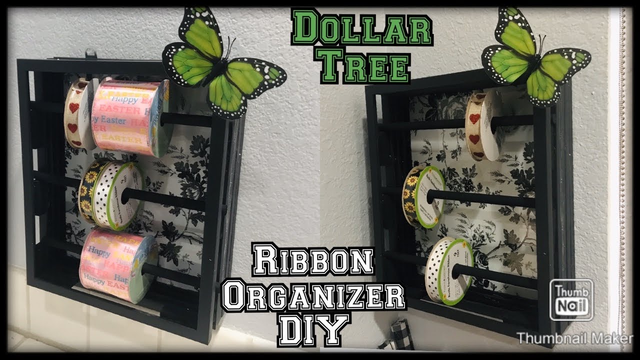 Dollar tree ribbon organizer idea diy / dollar store ribbon display idea / ribbon twine organizer