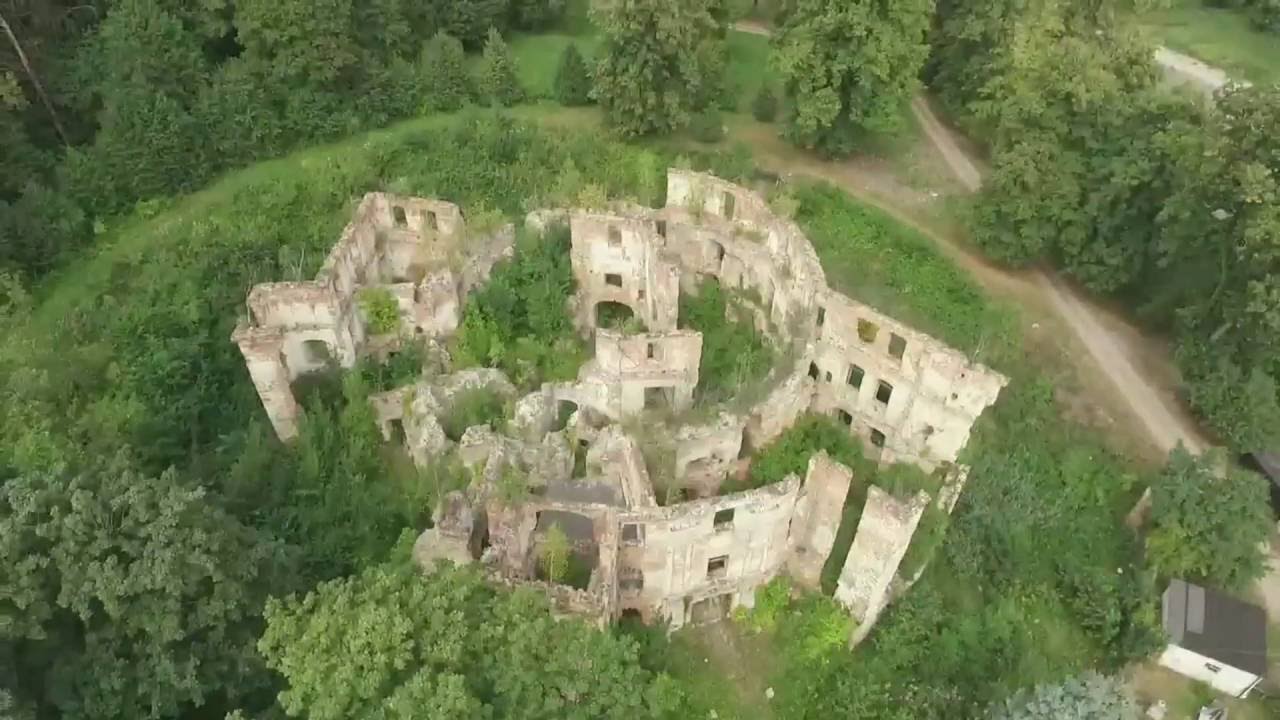 Zamek Owiesno, Schloss, Castle Owiesno Habendorf drone footage