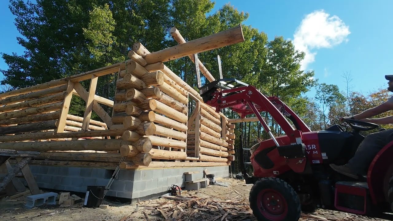 Cabin Loft and Roof Beams / Maine Off Grid Cabin Build / Ep 16