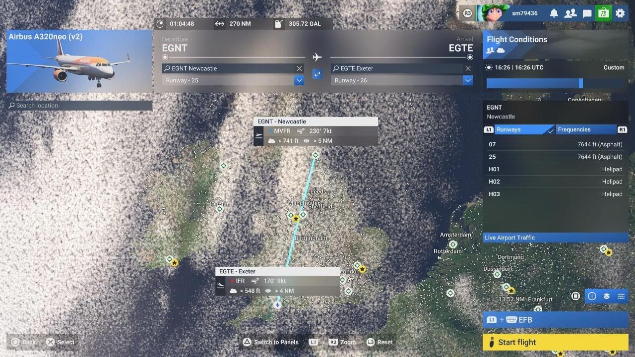 MSFS 2024 PS5: Newcastle (EGNT) To Exeter (EGTE) Full Flight