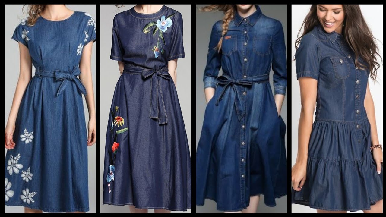 Top 50 Designer Denim dresses for girls 2020 - Denim skater/mini frocks 2k20