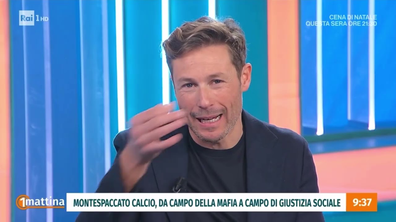 UnoMattina Rai Uno 23 dicembre 2025 a Montespaccato Calcio bandiera di legalità 