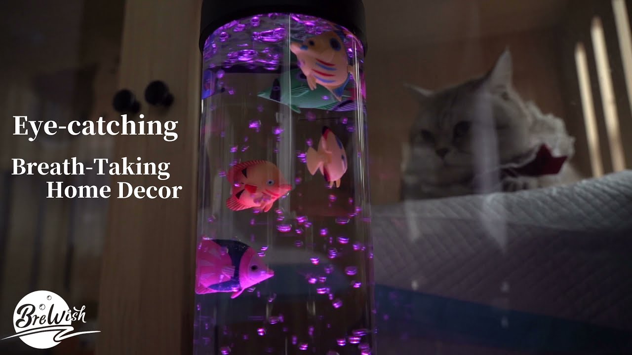 Brewish 3.9FT Sensory LED Water Bubble Fish Tube Floor Lamp with 20 Color Changing Light Effects