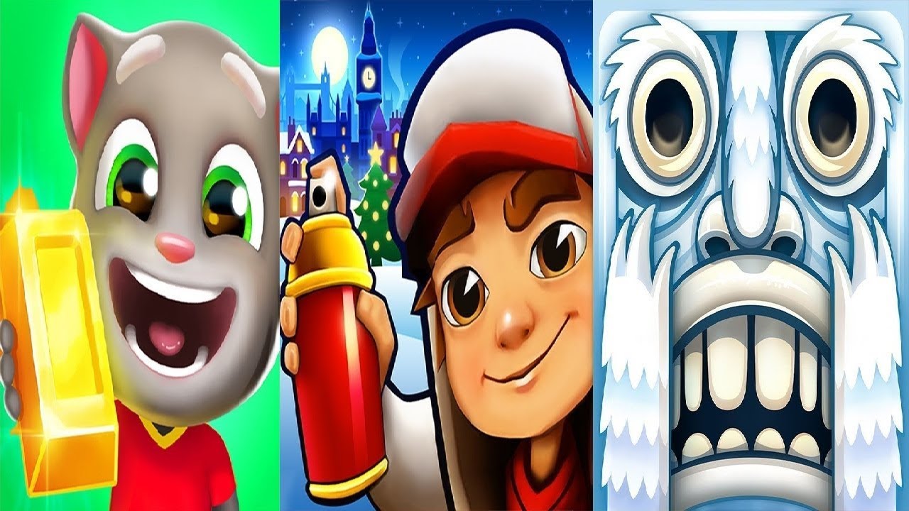 Talking Tom Gold Run VS Subway Surfers London VS Temple Run 2 - Frozen Festival Christmas 2018