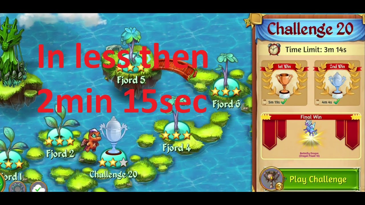 Merge Dragons! Challenge 20 - Less then 2min15sec! - Step by Step!