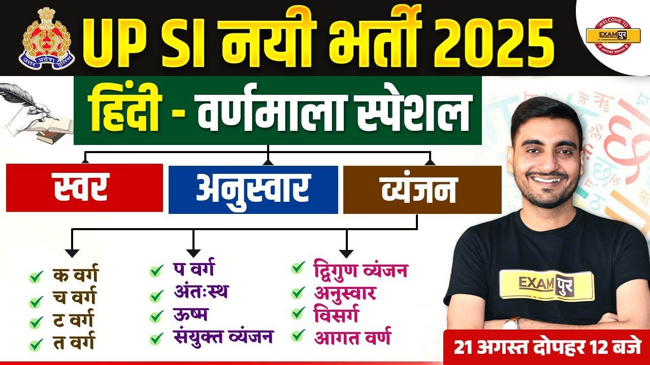 UP SI HINDI CLASSES 2025 | HINDI VARNAMALA |UP SI HINDI VARNMALA MARATHON CLASS | HINDI BY VIVEK SIR