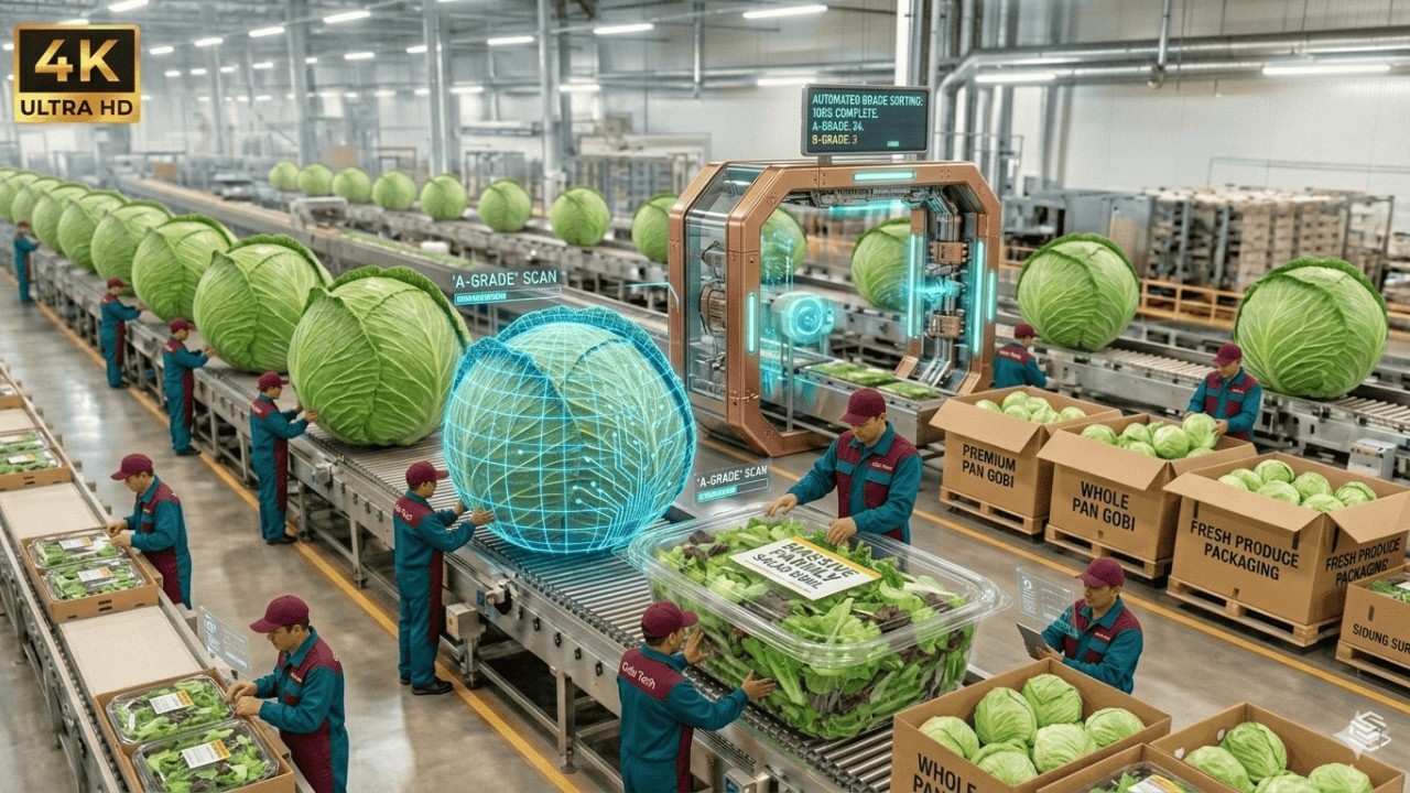 How 50 Tons of Lettuce Gets Blasted, Spun Dry & Sealed at 127 Bags Per Minute | Full Factory Tour