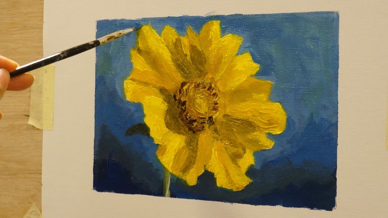 Painting a Sunflower/Oil Painting