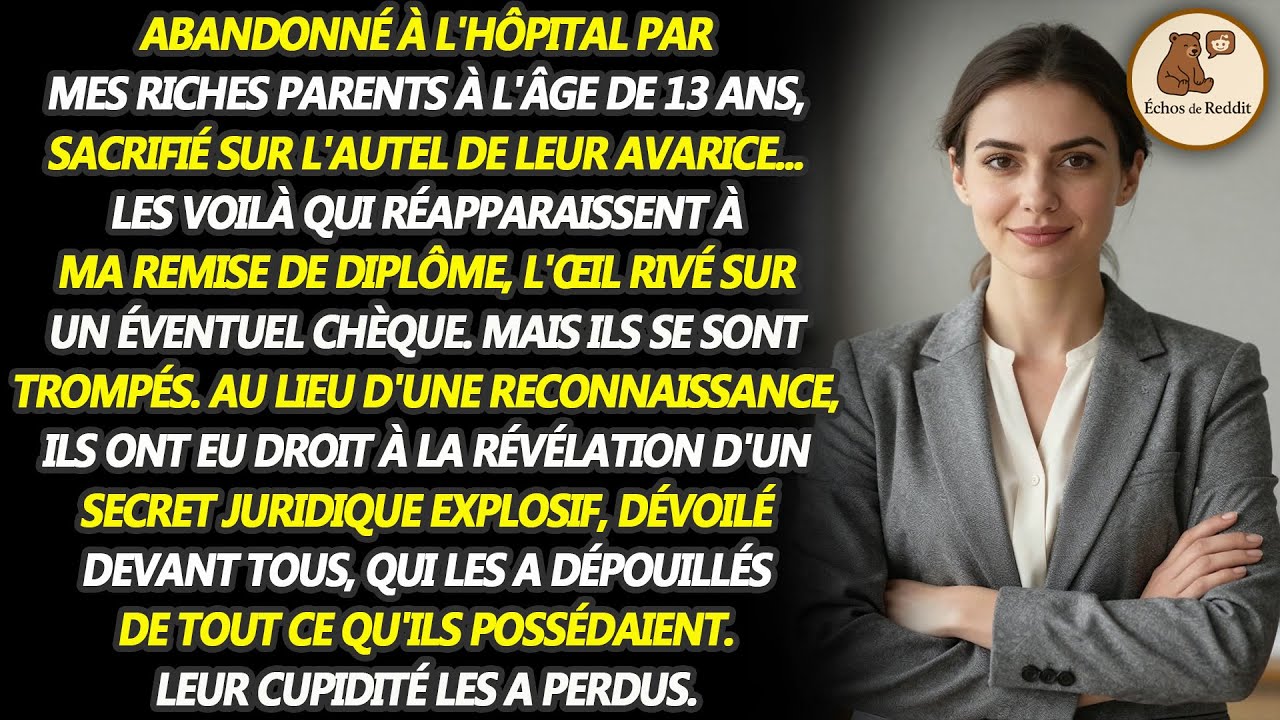 Mes parents, qui sont riches, m'ont abandonné à l'hôpital à 13 ans pour économiser de l'argent...