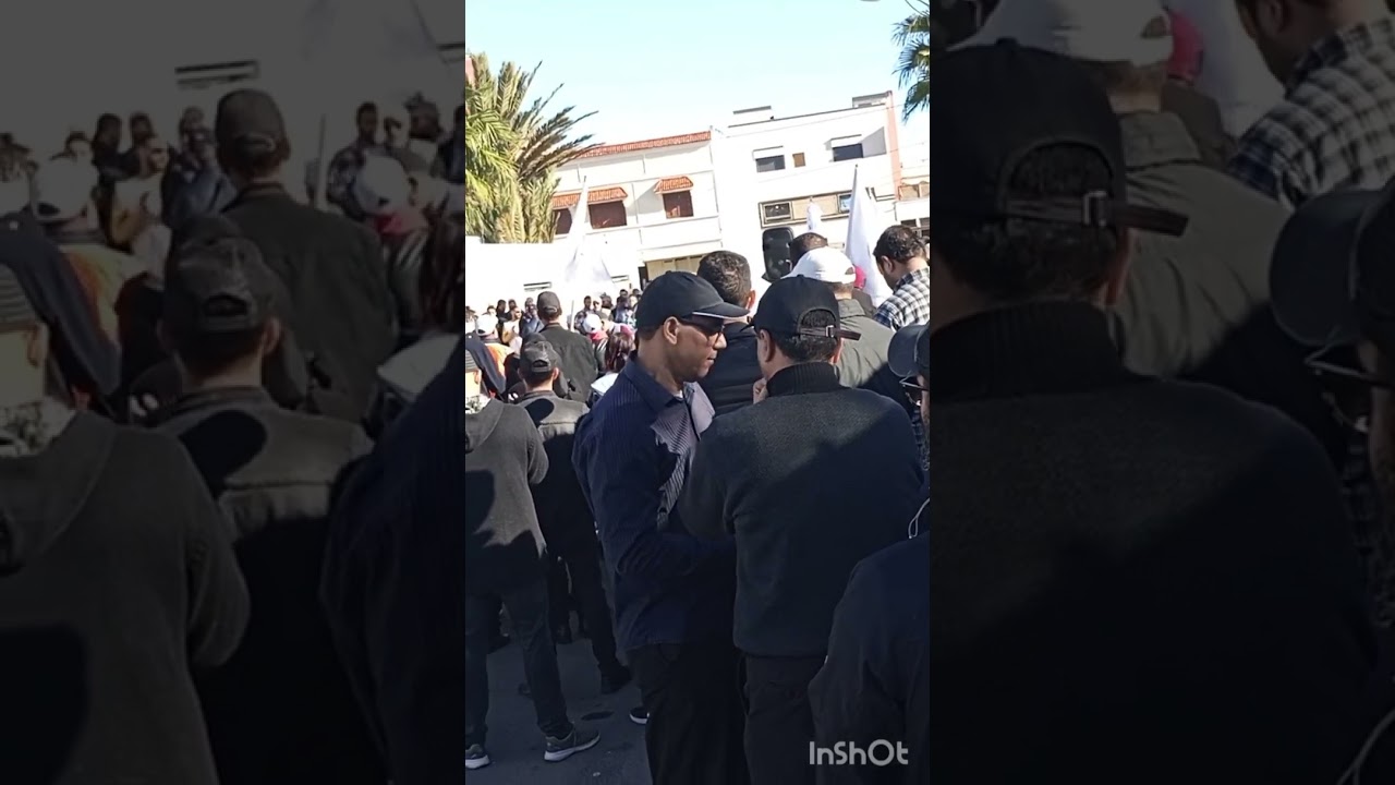 مسيرة حاشدة للاساتذة بسيدي بنور اضرابات وشعارات