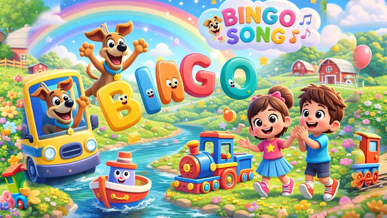 BINGO Nursery Rhyme 🐕🌈 | Fun & Colorful Kids Song