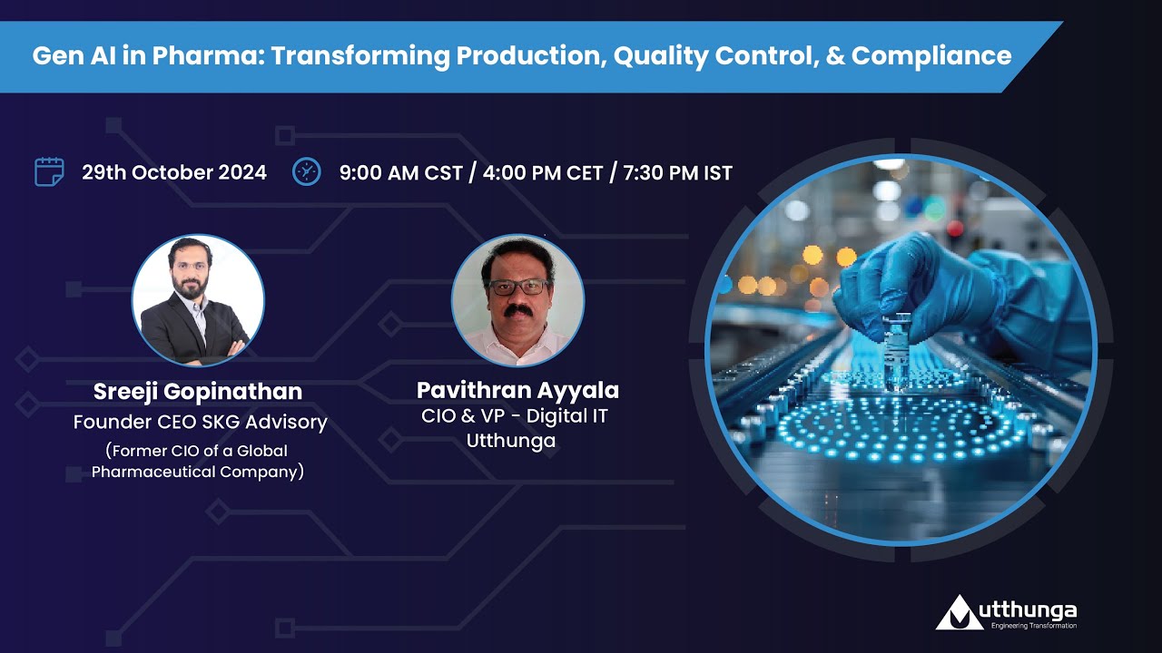 Gen AI in Pharma  Transforming Production, Quality Control, & Compliance  | Webinar | Utthunga
