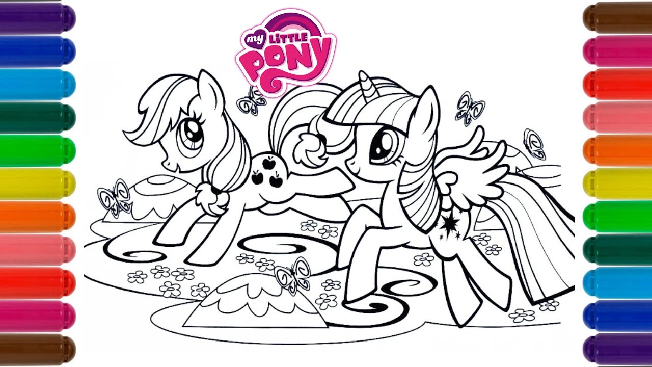 Coloring My Little Pony Is Jumping On The Grass | My Little Pony Coloring Page.