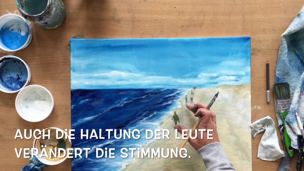Teil 3/3 Meer Himmel Wolken Malkurs, Acryl, Tutorial, Lasurtechnik