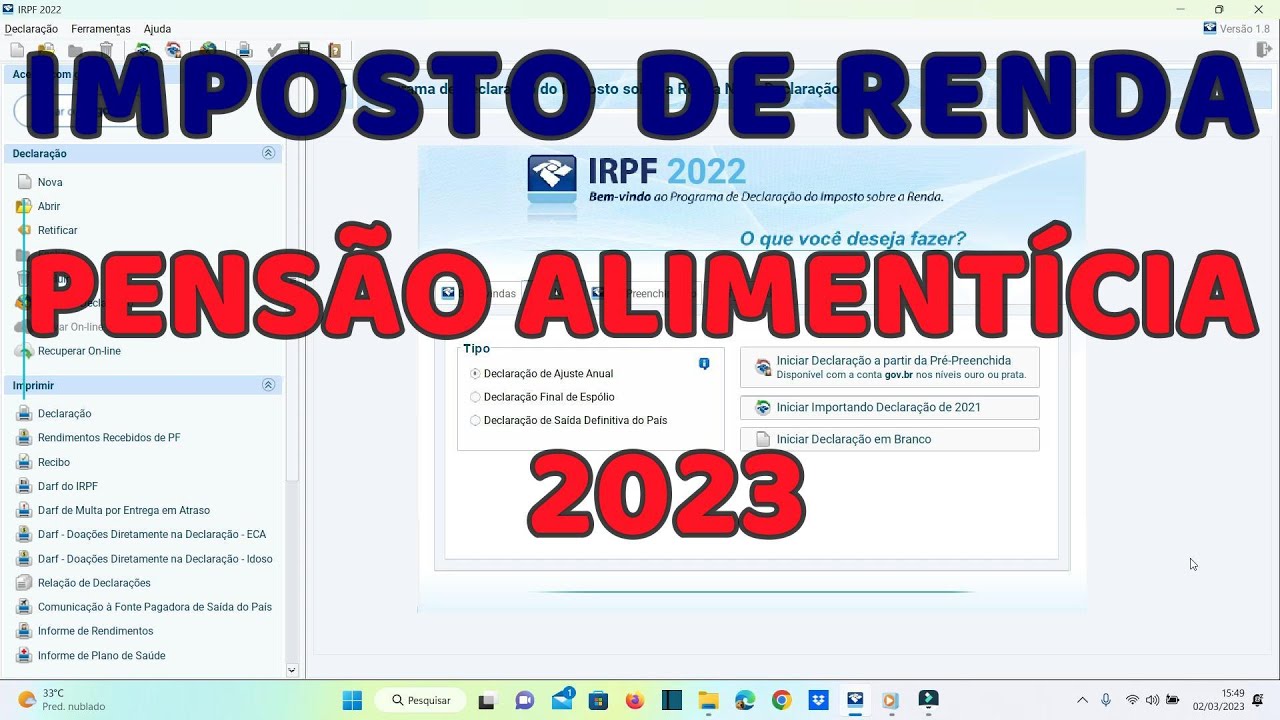 Pensão Alimentícia! Onde colocá-la no programa do IRPF 2023!