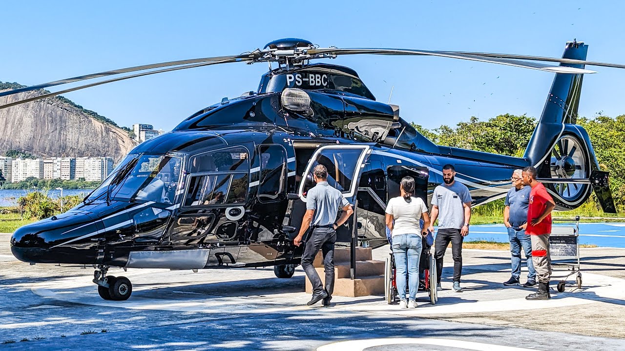 BLACK AIRBUS H155 STARTUP & TAKEOFF
