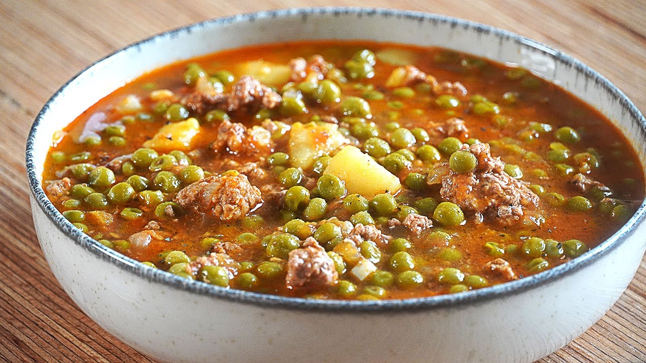 GUISANTES CON CARNE Y PATATA. UNA COMIDA ECONÓMICA Y RICA