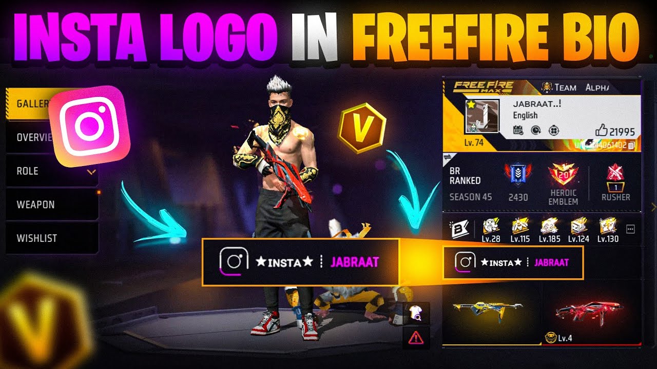 INSTAGRAM LOGO IN FREE FIRE BIO || FREE FIRE BIO MEIN INSTAGRAM LOGO KAISE LAGAYEN || INSTAGRAM CODE