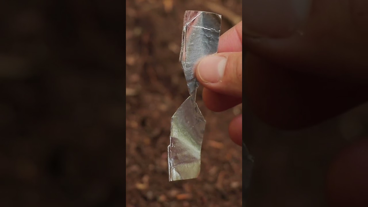 Survival skills——Fire by chewing gum wrapper and a battery
