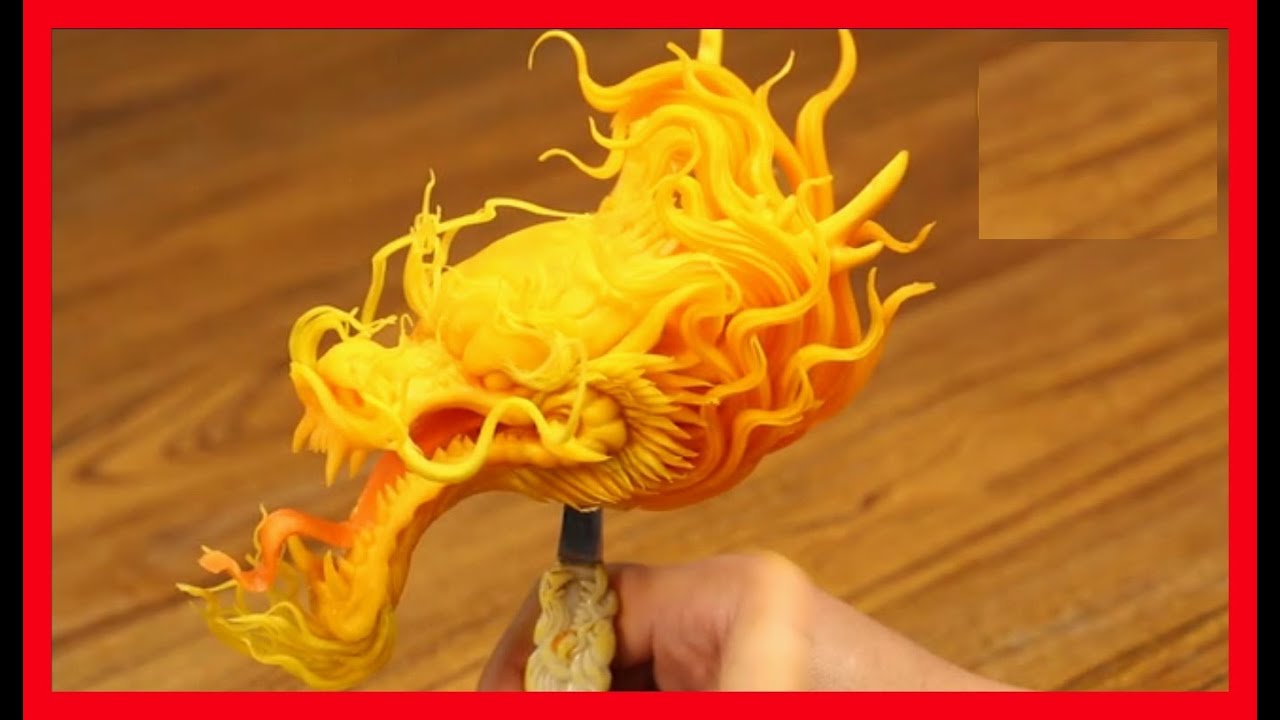 Art carvings of fruits and vegetables. sculpture dragon head 3