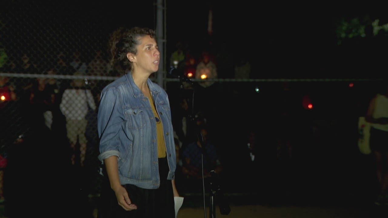 Rabbi Arielle Lekach-Rosenberg sings 'You do not carry this all alone' at Annunciation vigil