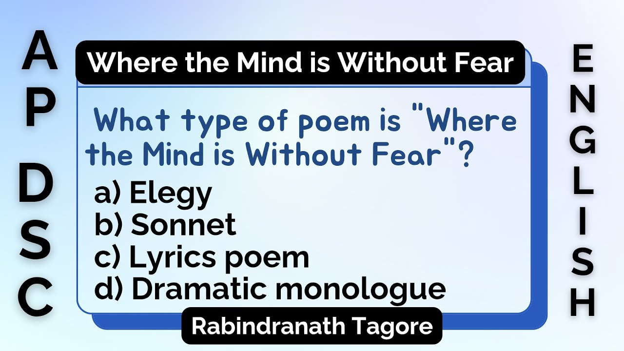 Where the Mind is Without Fear | Rabindranath Tagore | Practice Bits (MCQs) | English Literature