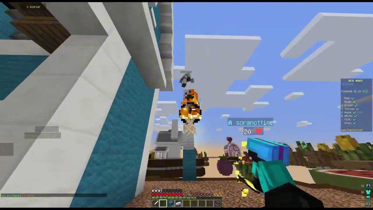 @sorafineMC yayında bedwars oynuyo(Komik anlar)