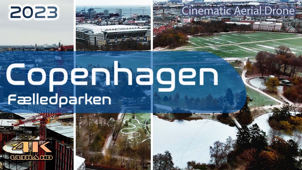 F&aelig;lledparken From Above - Copenhagen - 'Rockefeller Komplekset' - Winter - 4K Aerial - Nov 2023
