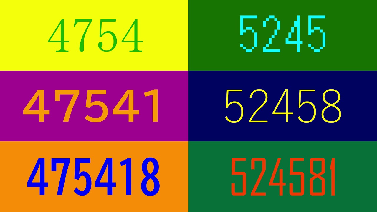 Numbers 0 to 1000000, 1000000 to 0