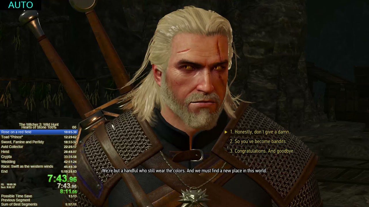 The Witcher 3: Wild Hunt - Hearts of Stone 100% Speedrun in 1:17:45