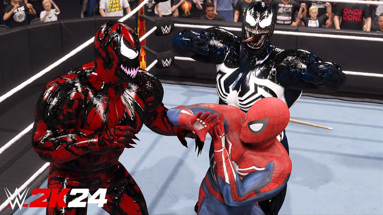 Spider-Man Vs Venom & Carnage | Handicap Match - WWE 2K24 - PS5 [4K 60FPS]