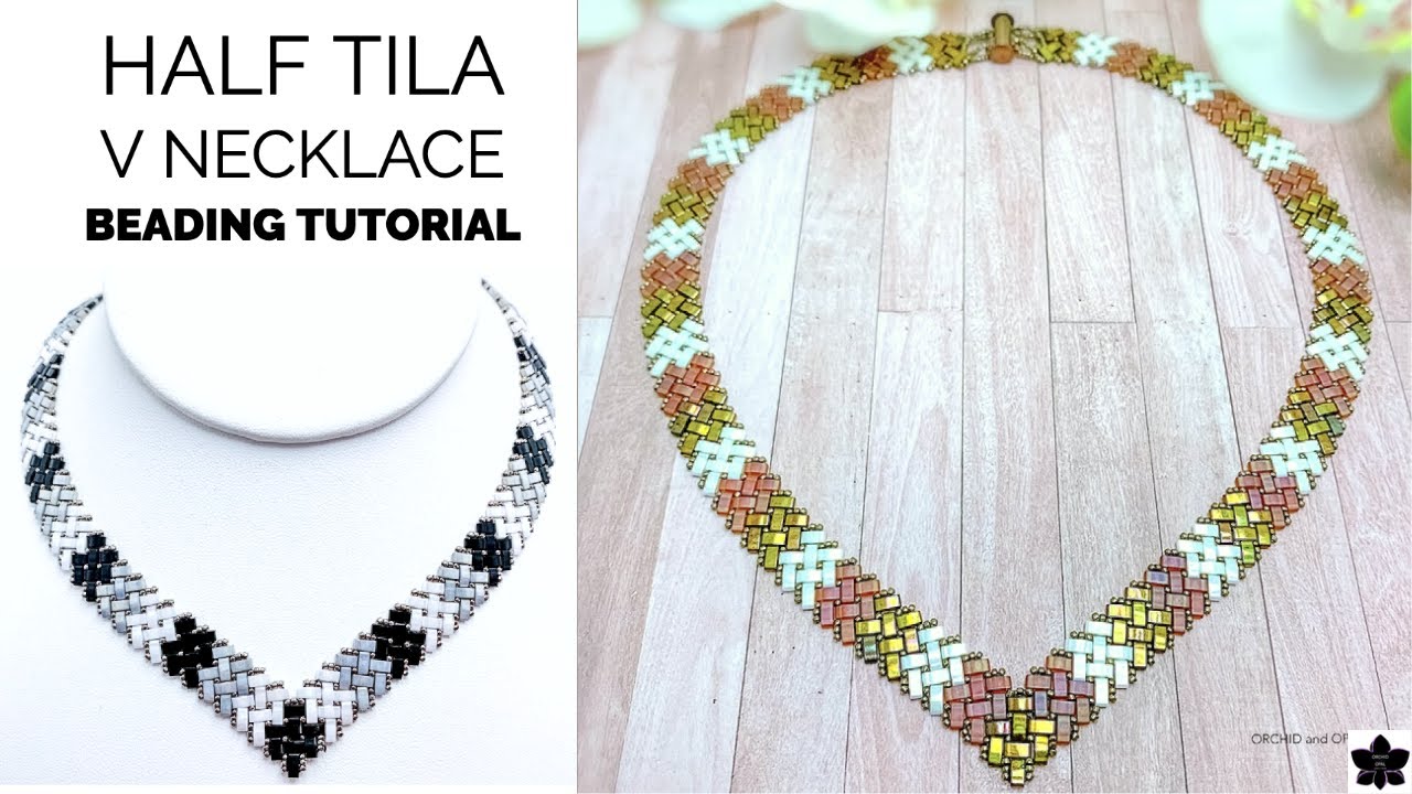 Half Tila Herringbone V Necklace Beading Tutorial