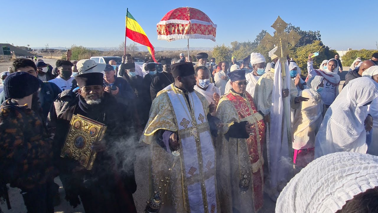 Ethiopian Orthodox celebrate Epiphany (Timkat - ጥምቀት) at the Jordan River where Jesus was baptized