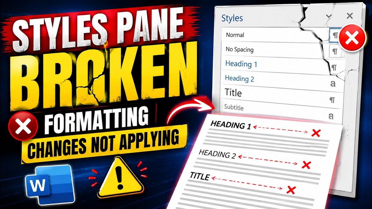 Styles pane broken / formatting changes not applying