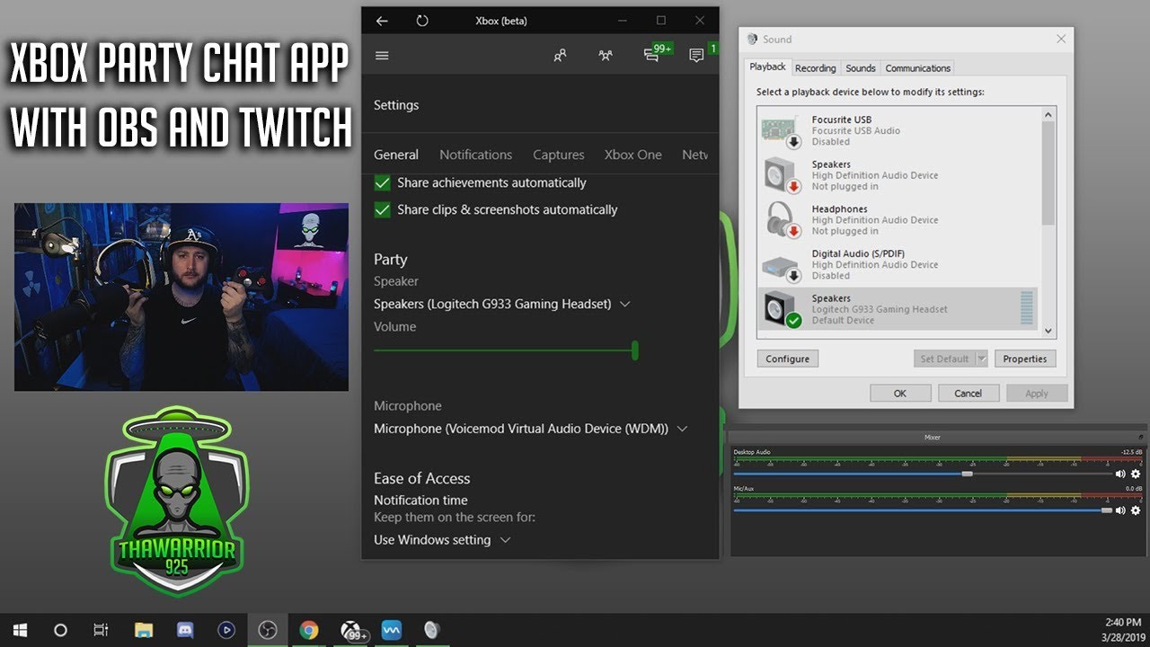 XBOX PARTY CHAT APP WITH OBS AND TWITCH (UPDATED) 2019