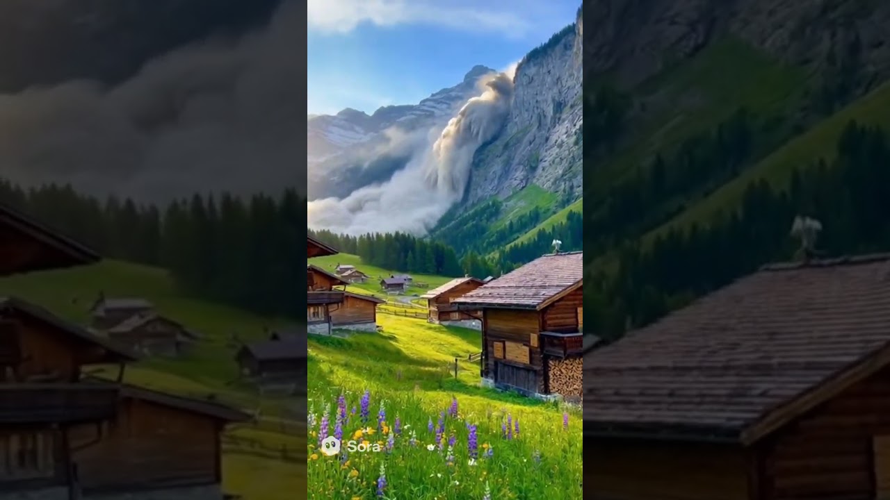 Watch This Crazy Avalanche Hit The Village! #landslide #tragedy #mountains
