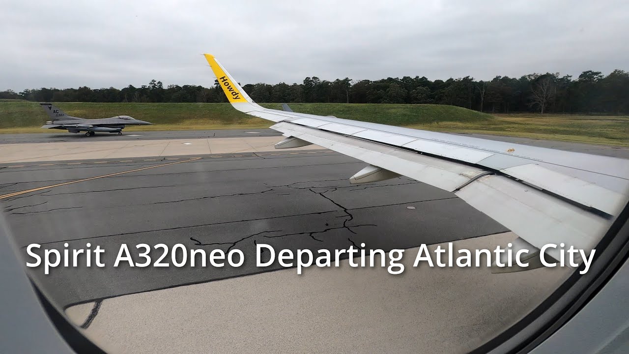 Spirit A320neo full rocket takeoff from Atlantic City (ACY)