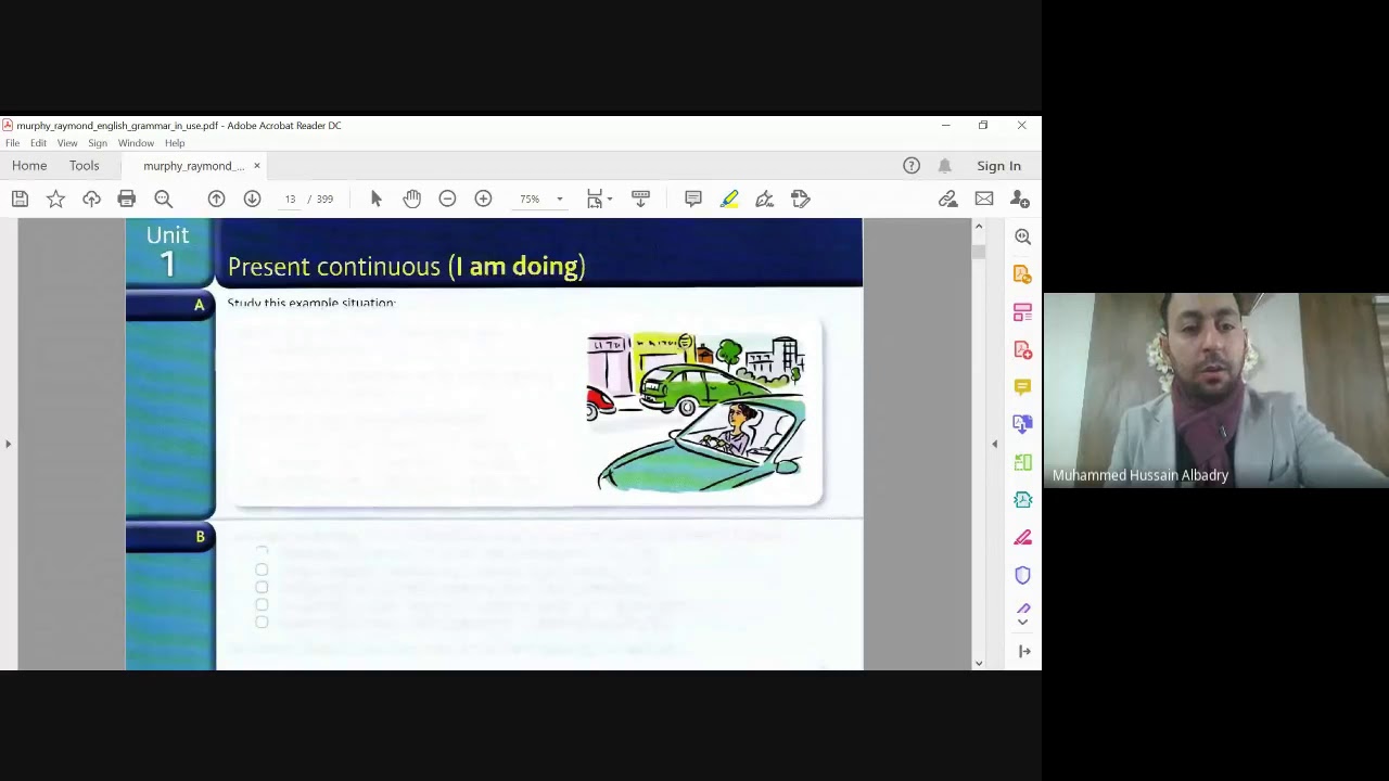المحاضرة الاولى مادة النحو المرحلة الاولى present simple and present continuous tenses