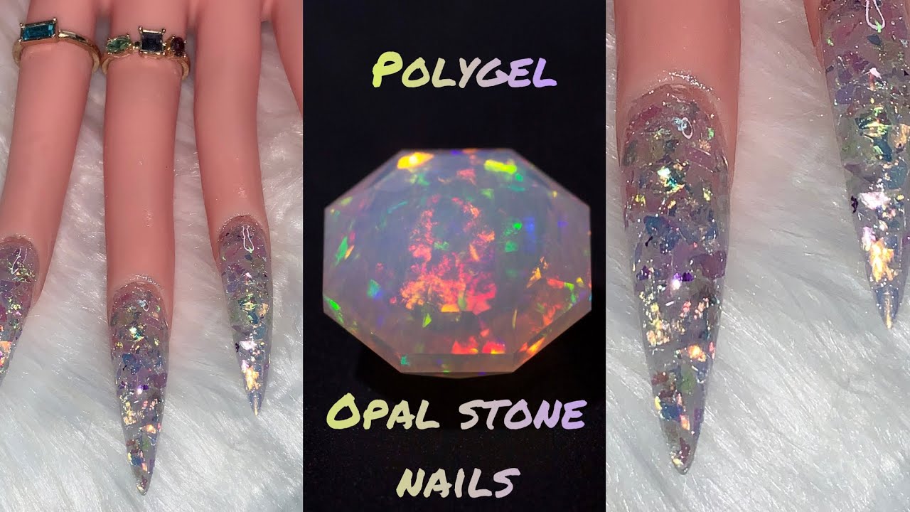 Opal Stone Polygel Nails| Encapsulated Mylar Flakes| So Freaking Gorgeous🤗💎